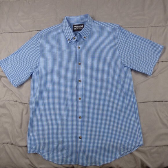 Mountain Khakis Shirt Mens Large Blue Check Print Button Down Short Sleeve - Picture 1 of 9